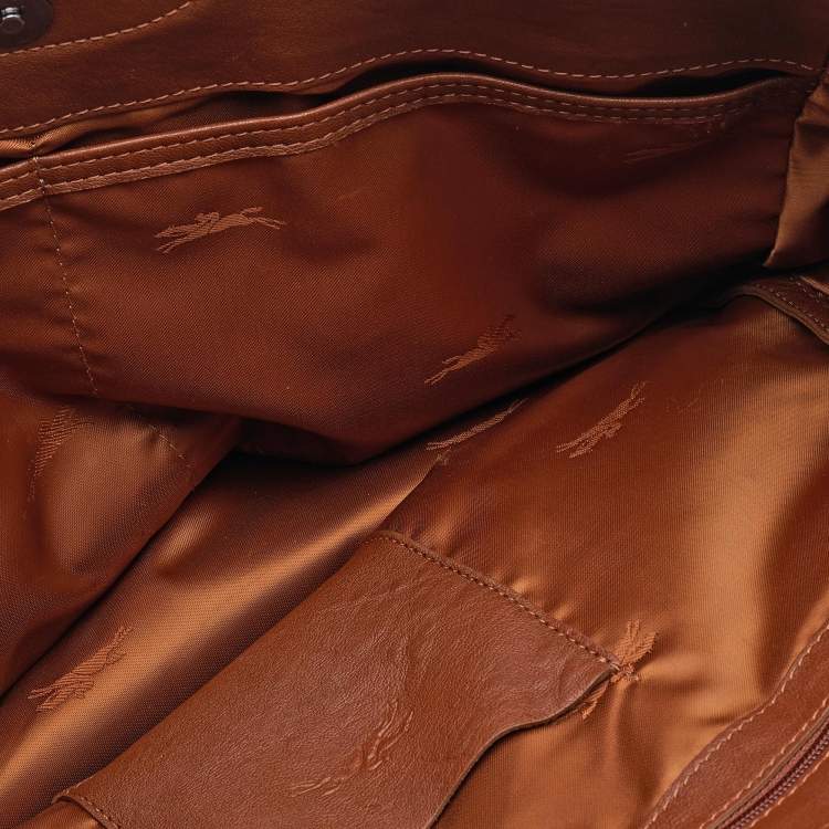 Pre Owned Longchamp Mustard Leather Large 3d Shopper Tote