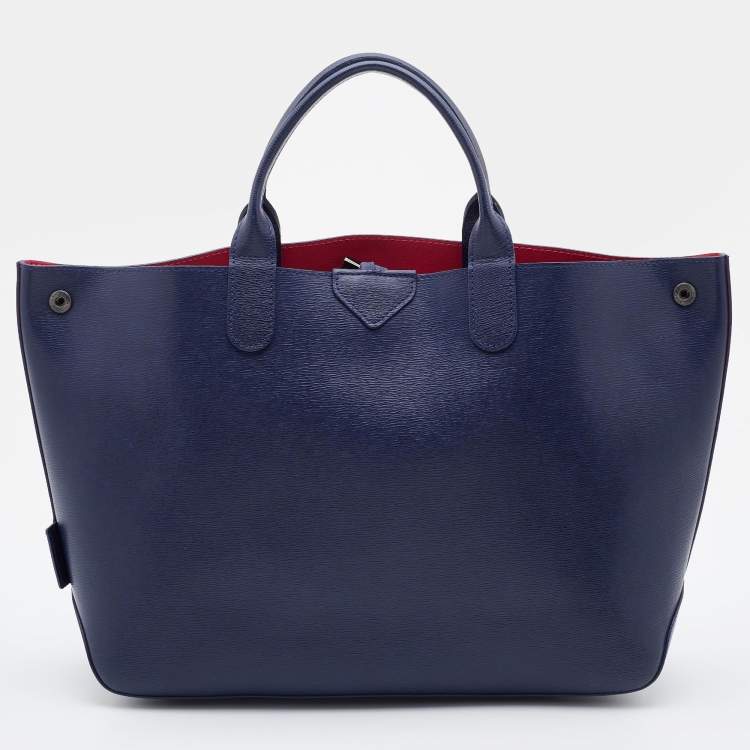 Longchamp navy blue leather roseau shoulder bag, Luxury, Bags