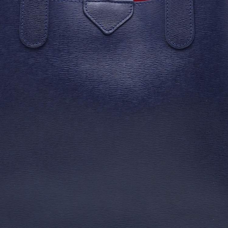 Pre Owned Longchamp Navy Blue/Pink Leather Roseau Reversible Tote