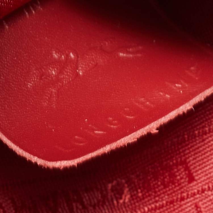 Pre Owned Longchamp Red Leather Le Foulonne Bucket Bag
