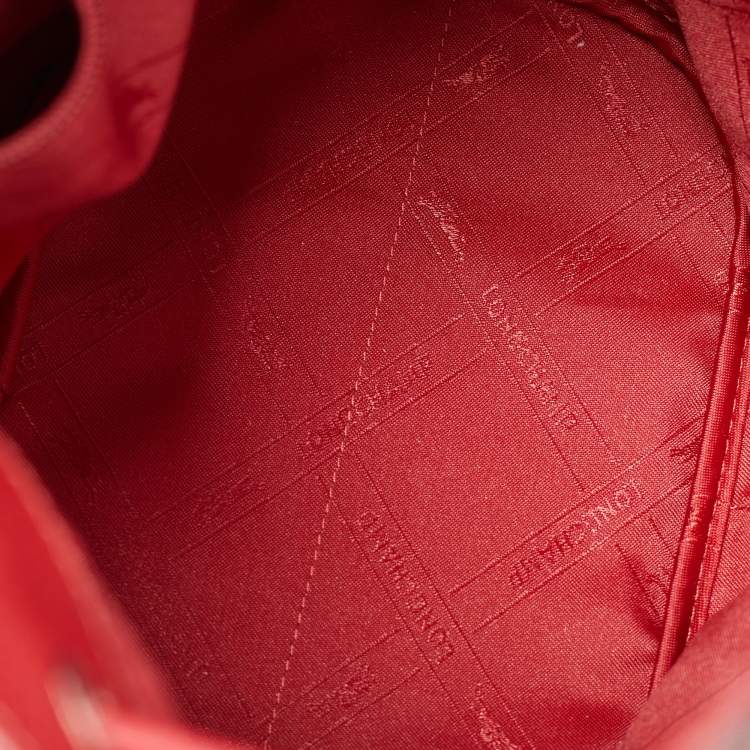 Pre Owned Longchamp Red Leather Le Foulonne Bucket Bag