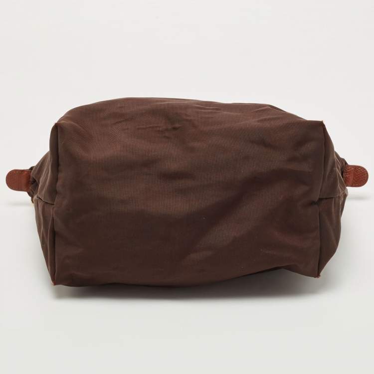 Pre Owned Longchamp Two Tone Nylon and Leather Small Le Pliage Tote