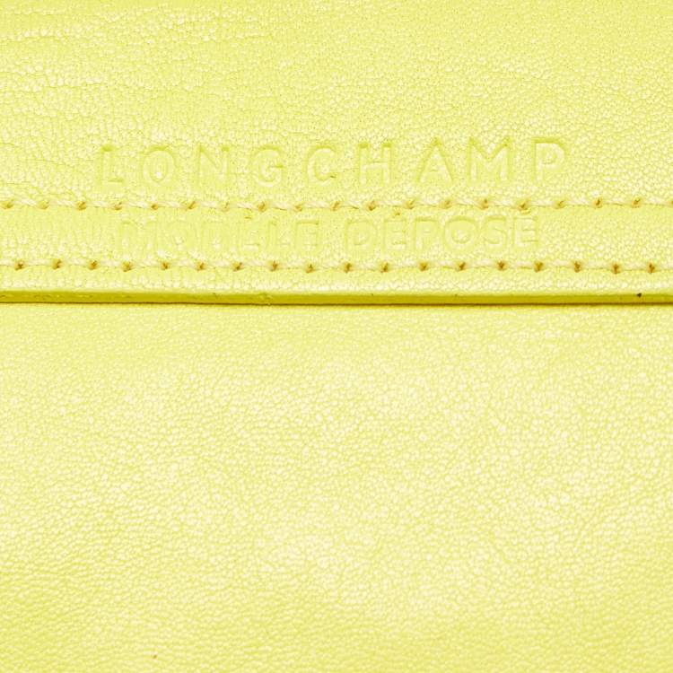 Pre Owned Longchamp Lime Green Leather Large Le Pliage Tote