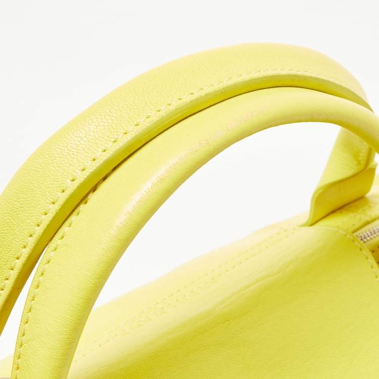 Pre Owned Longchamp Lime Green Leather Large Le Pliage Tote