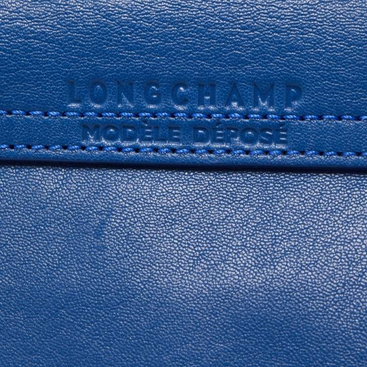Pre Owned Longchamp Blue Leather Large Le Pliage Tote