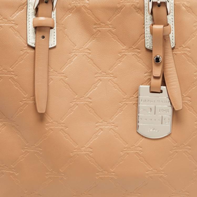 Pre Owned Longchamp Tan Quilted Embossed Leather Large LM Cuir Tote