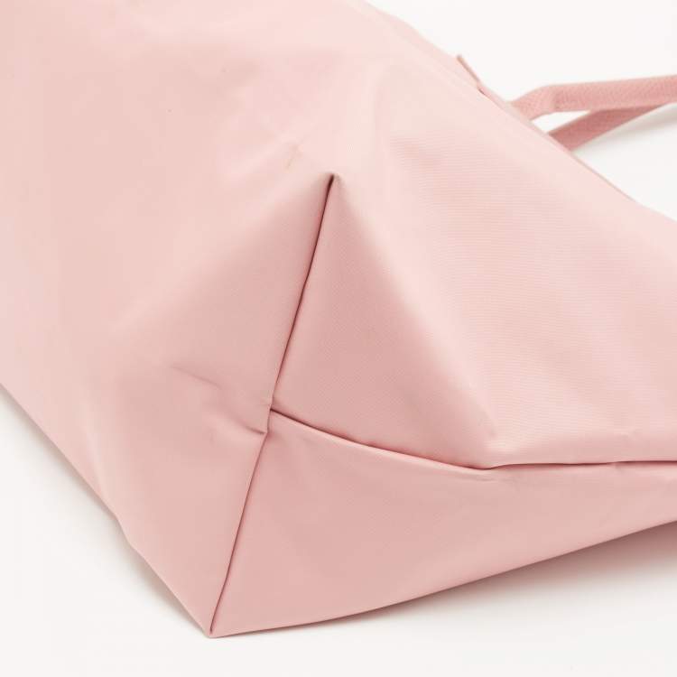 Pre Owned Longchamp Light Pink Nylon and Leather Large Le Pliage Tote