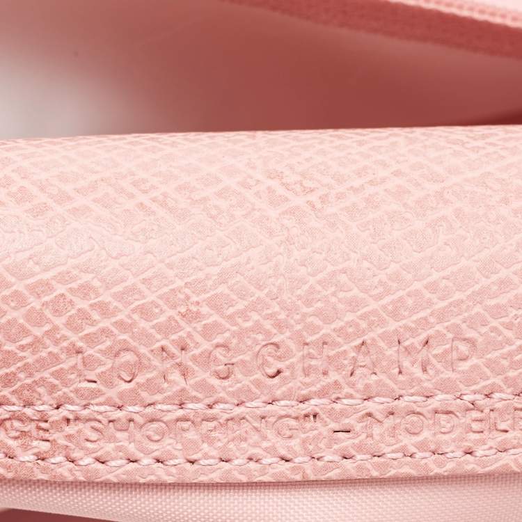 Pre Owned Longchamp Light Pink Nylon and Leather Large Le Pliage Tote