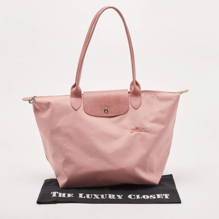 Pre Owned Longchamp Light Pink Nylon and Leather Large Le Pliage Tote