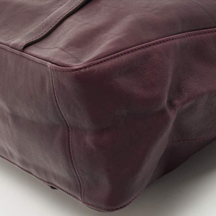 Pre Owned Longchamp Purple Leather Large 3d Shopper Tote