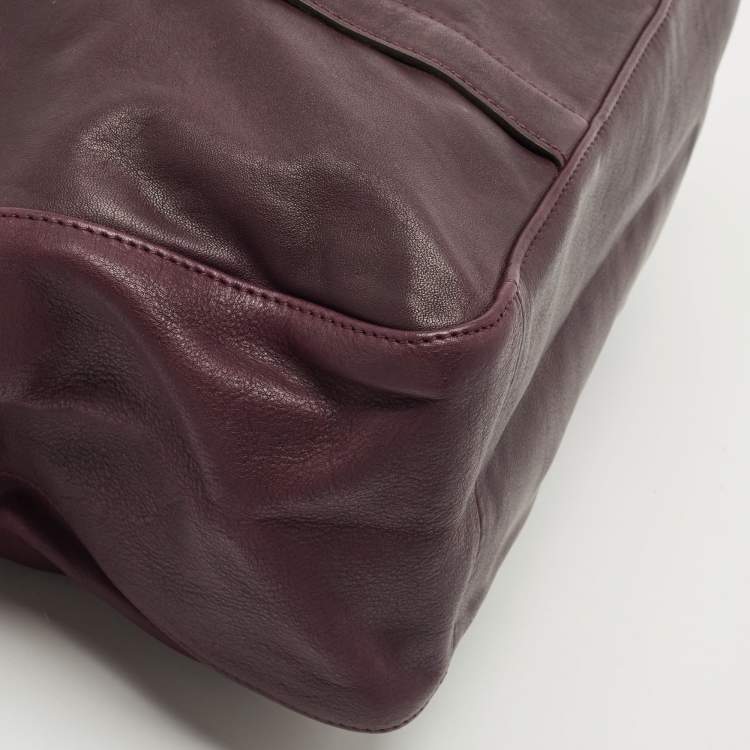 Pre Owned Longchamp Purple Leather Large 3d Shopper Tote