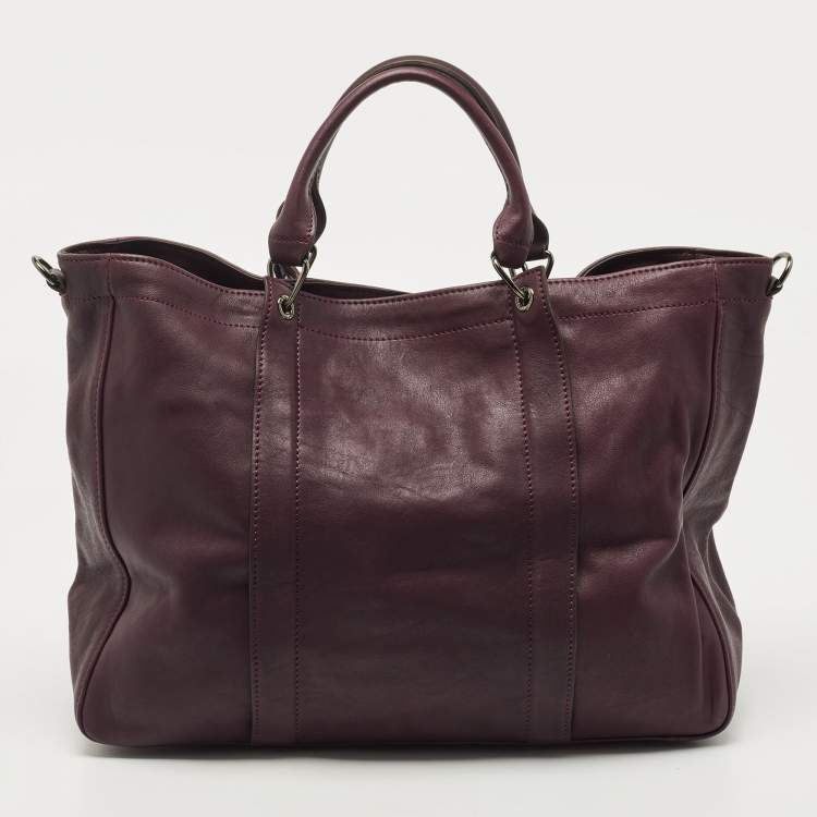 Pre Owned Longchamp Purple Leather Large 3d Shopper Tote