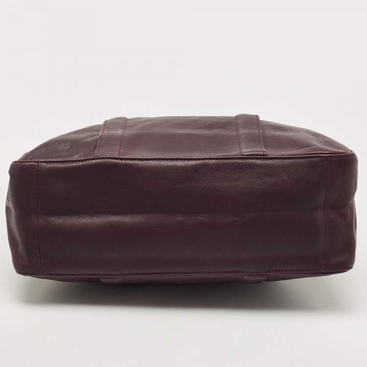 Pre Owned Longchamp Purple Leather Large 3d Shopper Tote