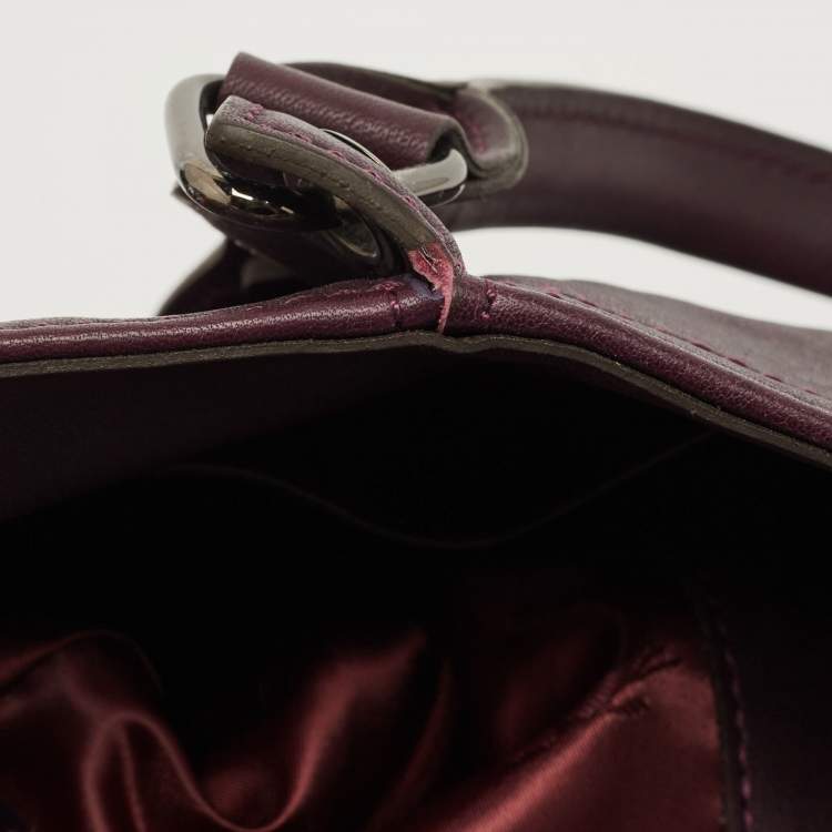 Pre Owned Longchamp Purple Leather Large 3d Shopper Tote