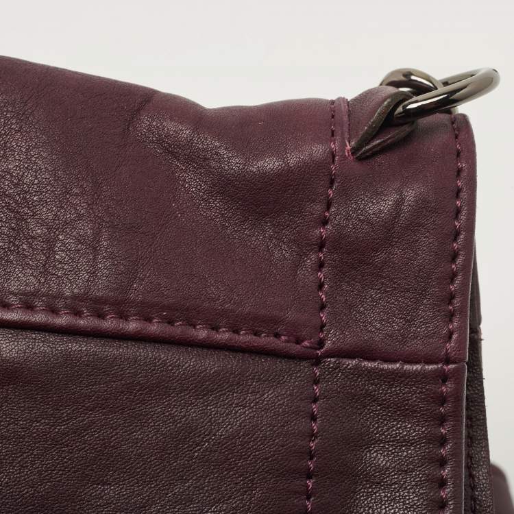 Pre Owned Longchamp Purple Leather Large 3d Shopper Tote