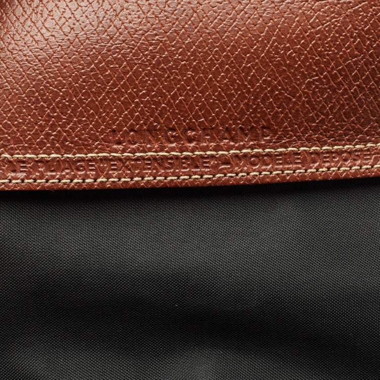 Pre Owned Longchamp Black Nylon and Leather Expandable Le Pliage Tote