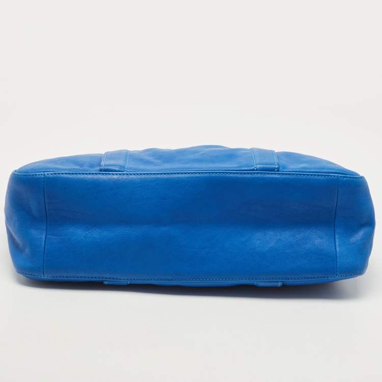 Pre Owned Longchamp Blue Leather 3D Massai Tote
