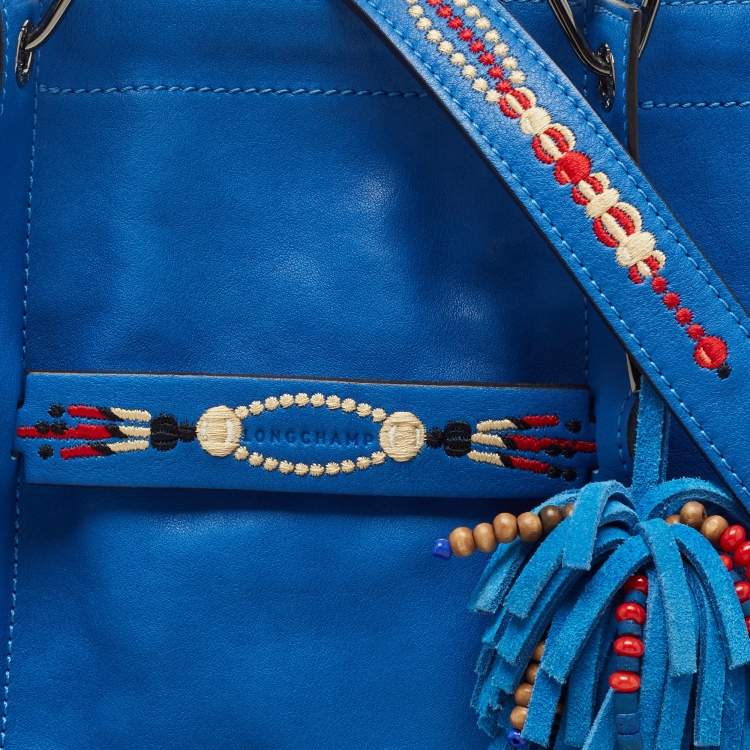Pre Owned Longchamp Blue Leather 3D Massai Tote