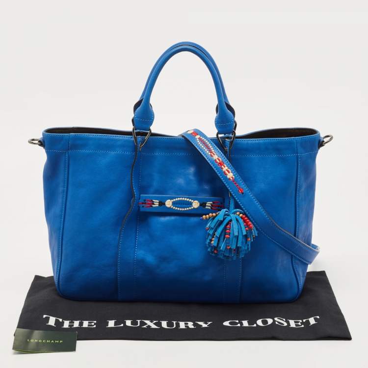 Pre Owned Longchamp Blue Leather 3D Massai Tote