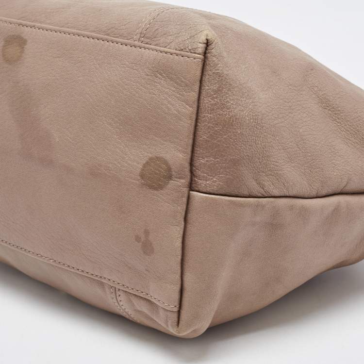 Pre Owned Longchamp Brown Leather Le Pliage Cuir Tote