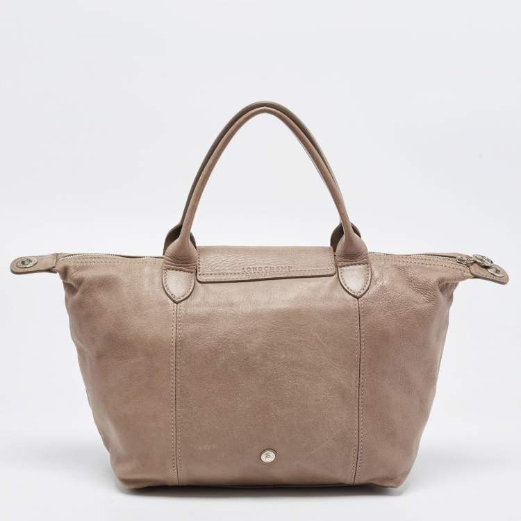 Pre Owned Longchamp Brown Leather Le Pliage Cuir Tote