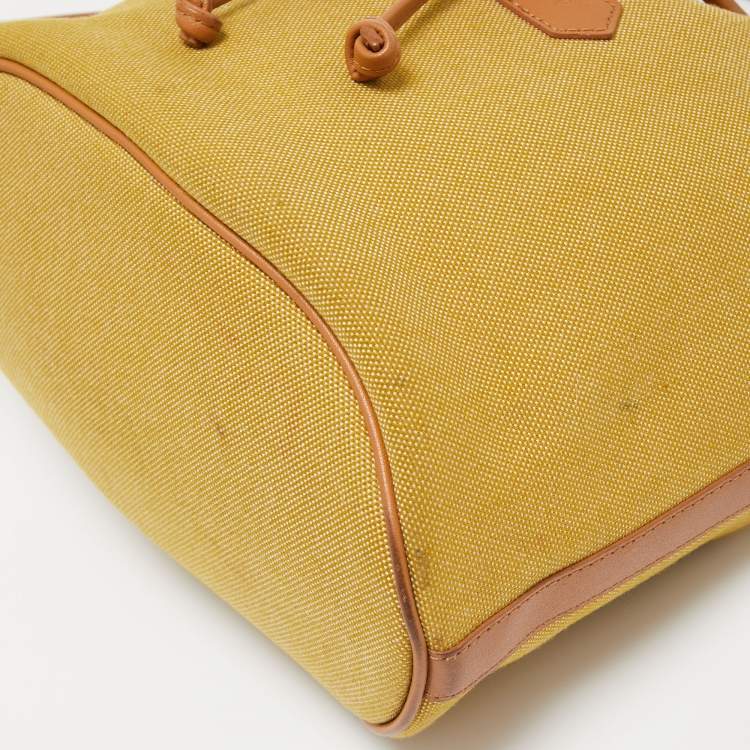 Pre Owned Longchamp Yellow Canvas and Leather Crossbody Bag