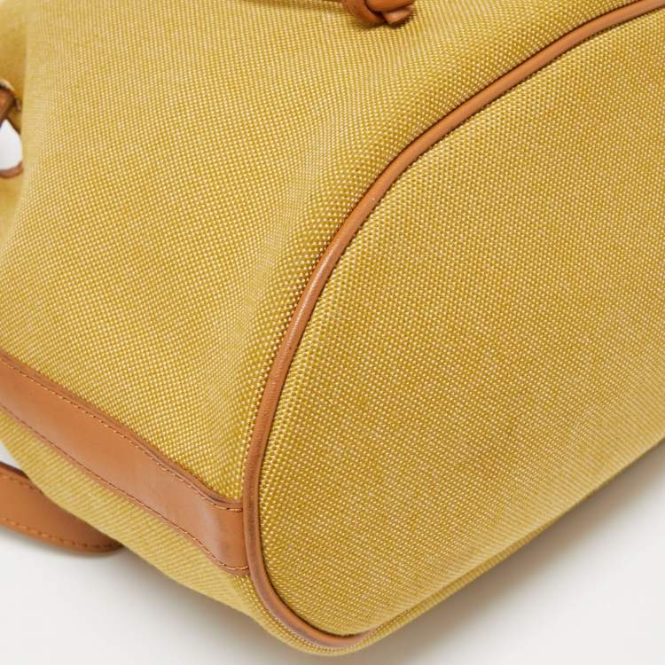 Pre Owned Longchamp Yellow Canvas and Leather Crossbody Bag