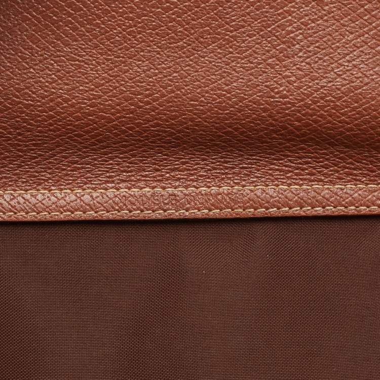 Pre Owned Longchamp Brown Printed Nylon and Leather Vietnam Le Pliage Tote