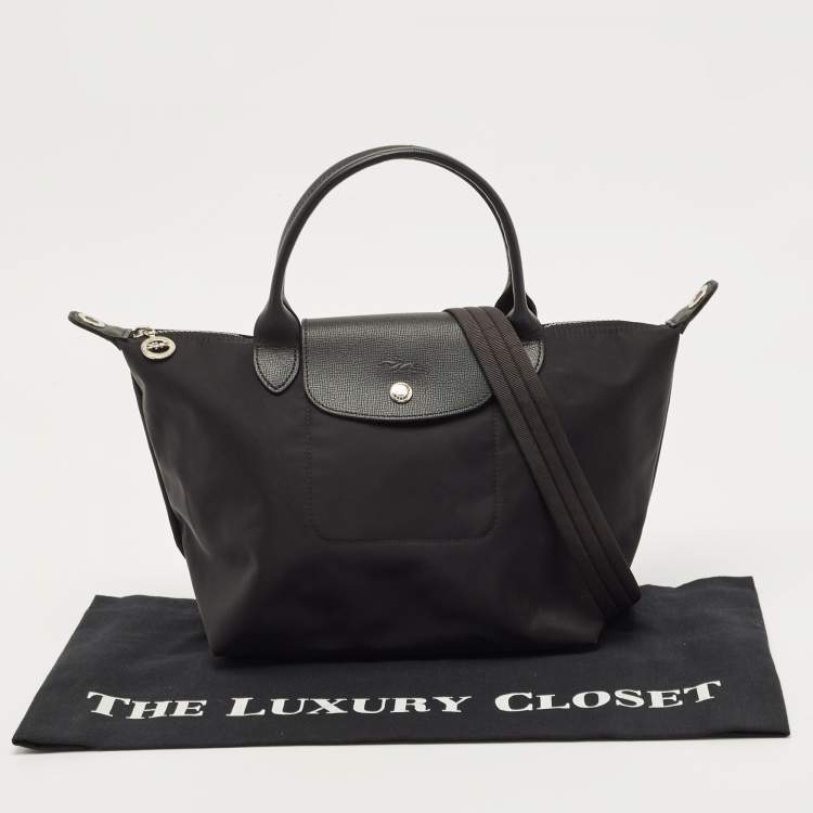 Pre Owned Longchamp Black Nylon Small Le Pliage Tote