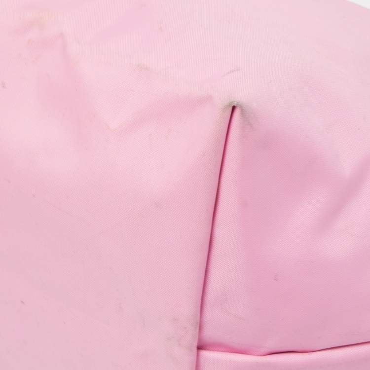 Pre Owned Longchamp Brown/Pink Nylon Medium Le Pliage Tote