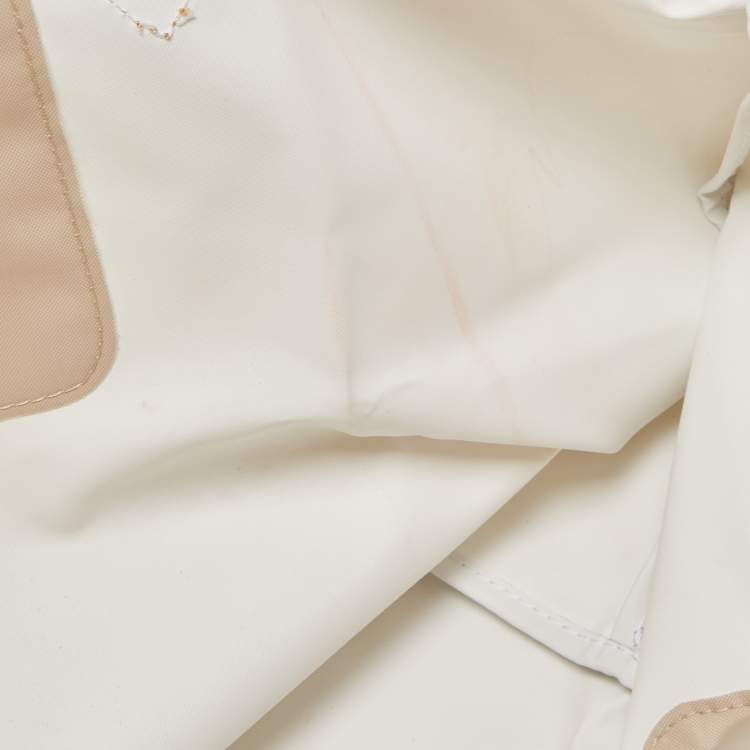 Pre Owned Longchamp Cream/Brown Nylon and Leather Le Pliage Tote
