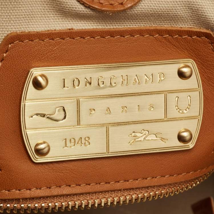 Pre Owned Longchamp Brown/Bronze Quilted Embossed Leather Large LM Cuir Tote