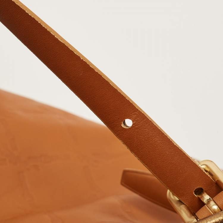 Pre Owned Longchamp Brown/Bronze Quilted Embossed Leather Large LM Cuir Tote