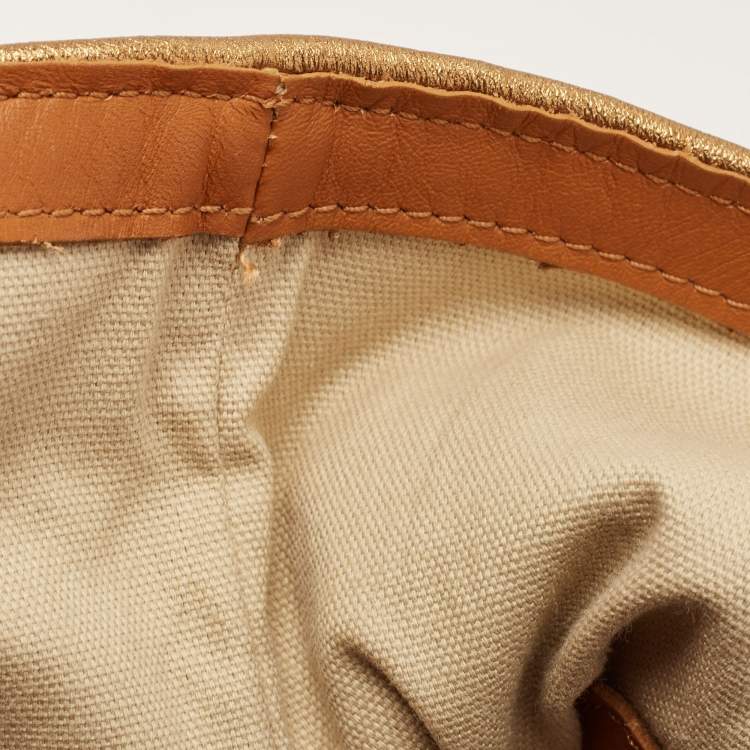 Pre Owned Longchamp Brown/Bronze Quilted Embossed Leather Large LM Cuir Tote