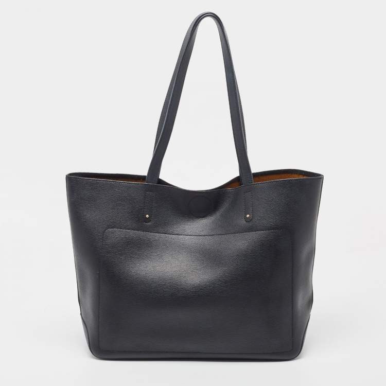 Pre Owned Longchamp Midnight Blue Leather Shop It Tote