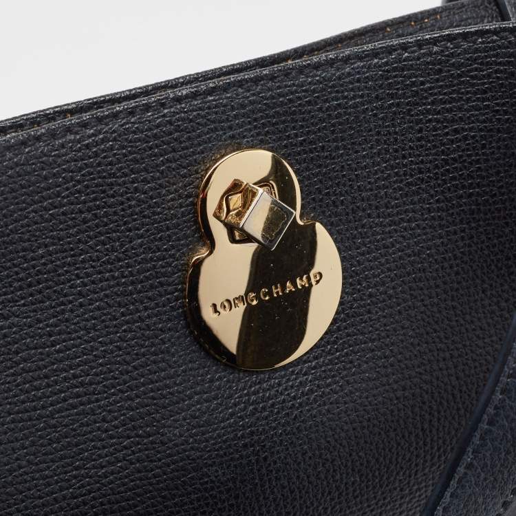 Pre Owned Longchamp Midnight Blue Leather Shop It Tote