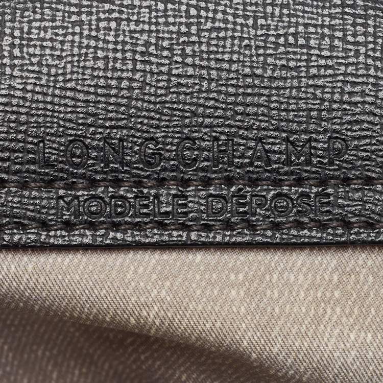 Pre Owned Longchamp Grey/Black Nylon and Leather Butterfly Le Pliage Tote