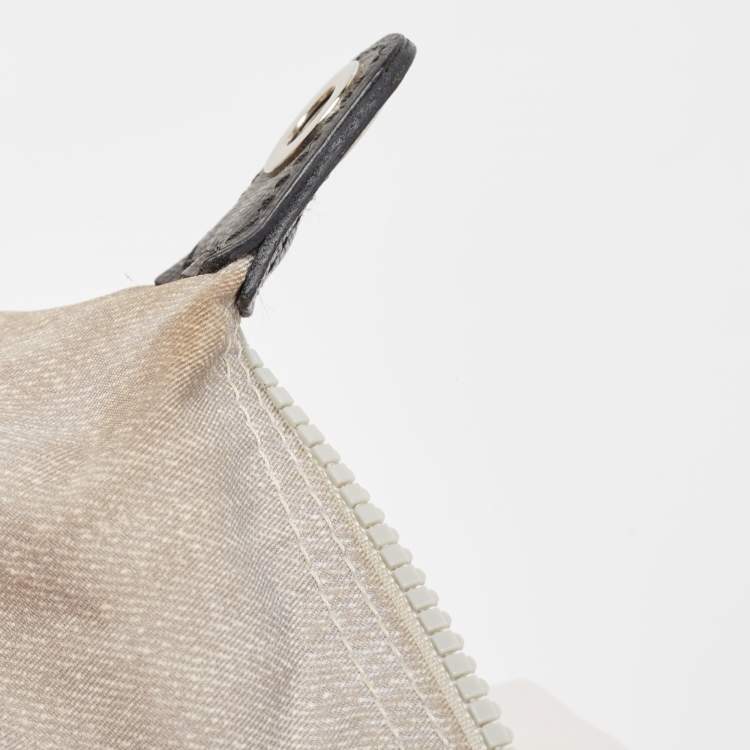 Pre Owned Longchamp Grey/Black Nylon and Leather Butterfly Le Pliage Tote