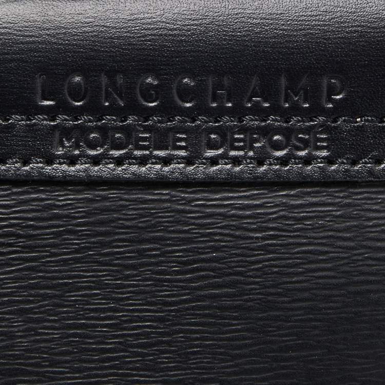 Pre Owned Longchamp Black Leather Medium Le Pliage Tote