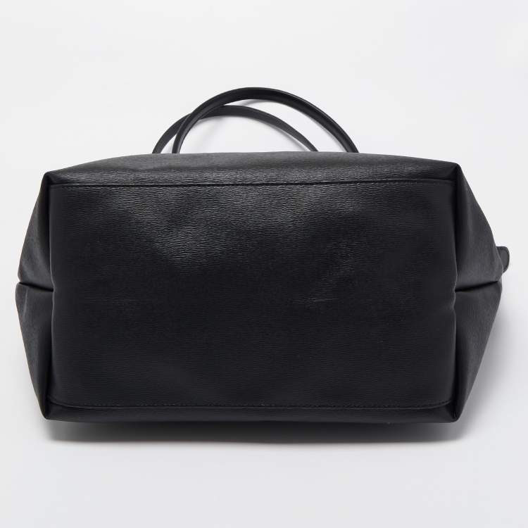 Pre Owned Longchamp Black Leather Medium Le Pliage Tote