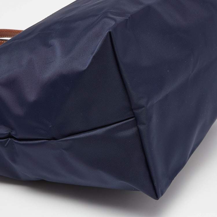 Pre Owned Longchamp Blue Nylon and Leather Le Pliage Tote