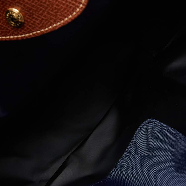 Pre Owned Longchamp Blue Nylon and Leather Le Pliage Tote