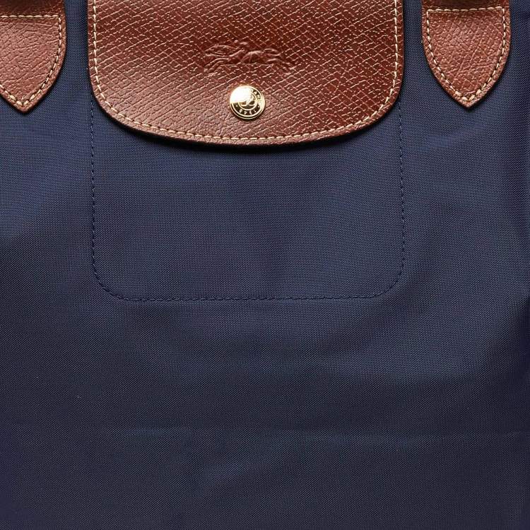 Pre Owned Longchamp Blue Nylon and Leather Le Pliage Tote