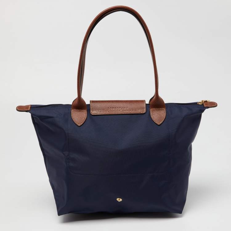Pre Owned Longchamp Blue Nylon and Leather Le Pliage Tote