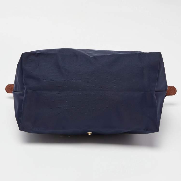 Pre Owned Longchamp Blue Nylon and Leather Le Pliage Tote