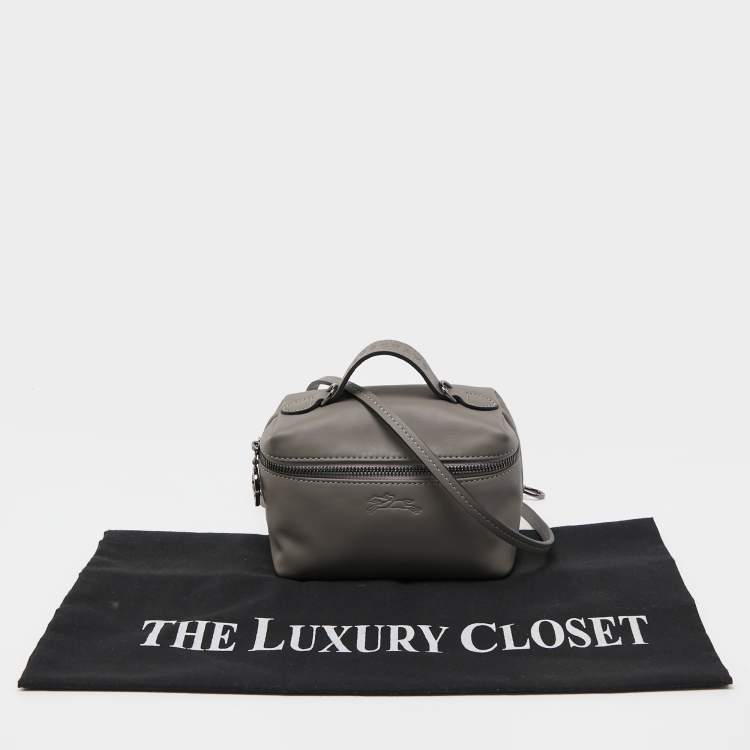 Pre Owned Longchamp Grey Leather Le Pliage Xtra XS Crossbody Bag