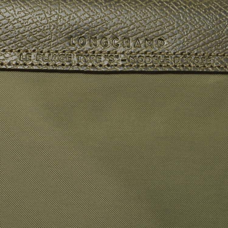 Pre Owned Longchamp Green Nylon and Leather Small Le Pliage Tote