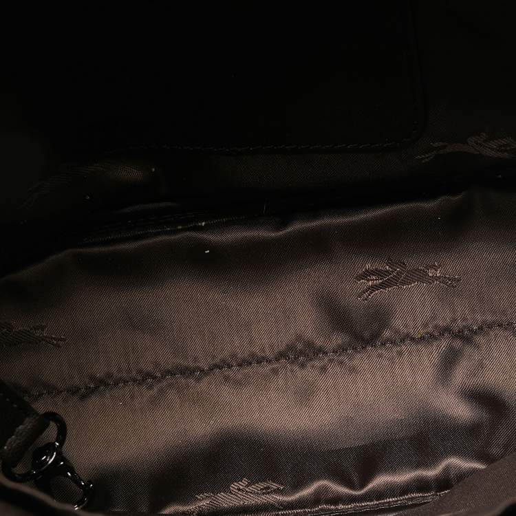 Pre Owned Longchamp Olive Green Leather 3D Bucket Bag