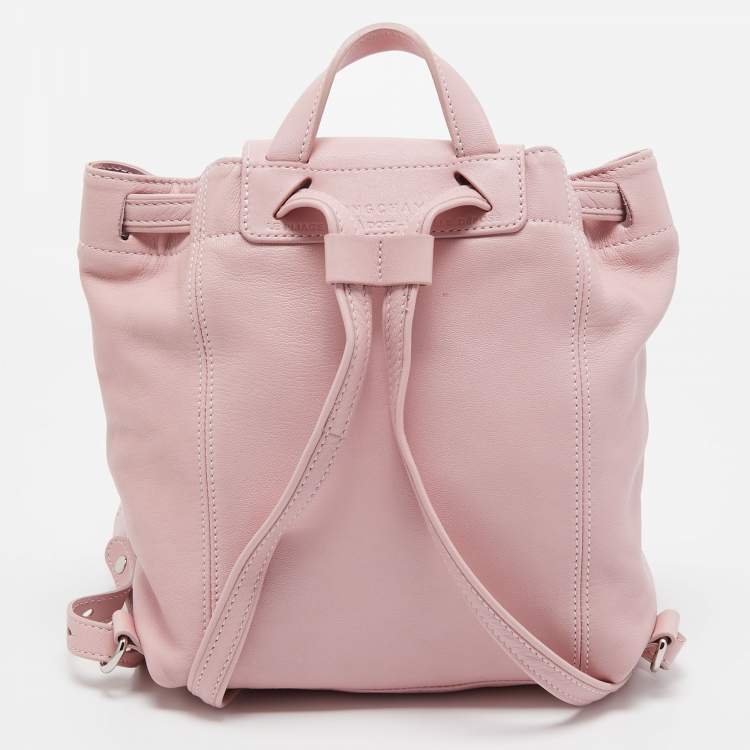Pre Owned Longchamp Pink Leather Le Pliage Backpack