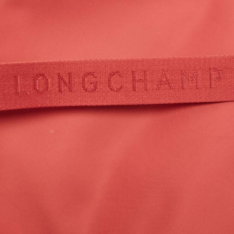 Pre Owned Longchamp Red Canvas And Leather Planates Crossbody Bag
